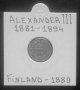 Монета Руска Финландия 25 Пения 1889 г. Цар Александър III, снимка 1