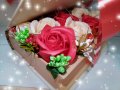 Кутия тип Книга с украса сапунени рози надпис панделка цветя калинка пеперуда перли ръчна изработка, снимка 1 - Ръчно изработени сувенири - 39934211