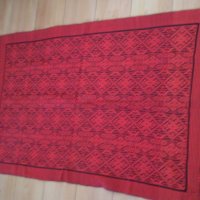 Червена  тъкана покривка килим памучни конци, снимка 10 - Антикварни и старинни предмети - 34518969