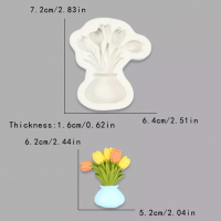 Ваза с лалета букет цветя лале силиконов молд форма фондан шоколад глина смола, снимка 5 - Форми - 36232945