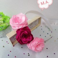 Диадема 3 рози малиново-розово, модел 323, снимка 1 - Аксесоари за коса - 44259778