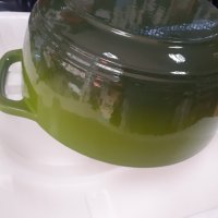 Емайлиран чугунен гювеч с капак 5,7 литра зелен, снимка 15 - Съдове за готвене - 40791101