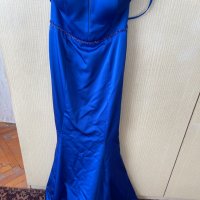 Синя сатенена бална рокля, размер s, xs, снимка 3 - Рокли - 35840972