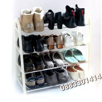 Етажерка за обувки, Метална, Бяла, 4 рафта, снимка 2 - Етажерки - 40496144