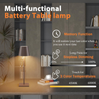 Комплект от 2 бр ЛЕД акумулаторни лампи- кафяви-метал, снимка 7 - Настолни лампи - 44694768