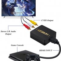 HDMI към AV видео аудио конвертор 1080P за телевизор, компютър, PS3, Blue-Ray, снимка 2 - Кабели и адаптери - 36013603