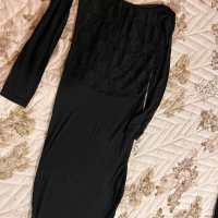 Дамска черна рокля с дантела, снимка 2 - Рокли - 36185279