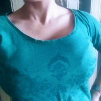 Зелена блузка с ръкав 3/4, снимка 6 - Блузи с дълъг ръкав и пуловери - 35344837