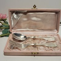 Посребрени прибори за хранене, подходящи за подарък на кръщене., снимка 2 - Антикварни и старинни предмети - 41613836