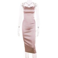 Розова рокля сатен с връзки на гърба ХС С, снимка 6 - Рокли - 41943464
