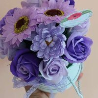 Лилав разкош със сапунени цветя, снимка 3 - Подаръци за жени - 40305250