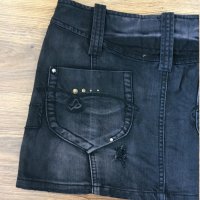 Blue Velvet Jeans Къса памучна дънкова пола с камъни, снимка 6 - Поли - 41602565