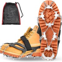 IOOYU Неплъзгащи се шипове за обувки Шипове от неръждаема стомана с 24 зъба за сняг лед туризъм Лов , снимка 1 - Екипировка - 41806034