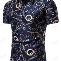 Мъжка лятна модна риза с щампа с къс ръкав, 3цвята - 023, снимка 4 - Ризи - 40921347