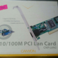 Лан КАРТА NETWORK CARD CANYON CNP-LAN2A (PCI,10/100M, 100MBPS, FAST ETHERNET) RETAIL, снимка 1 - Кабели и адаптери - 36337417