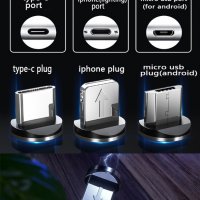 Нов модел-Светещ LED кабел за зареждане за телефон-IPHONE-Samsung и др., снимка 6 - USB кабели - 33865034