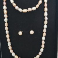 Комплект : колие, гривна и обеци с перли , снимка 5 - Колиета, медальони, синджири - 35777874