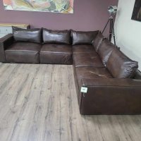 Дизайнерски кафяв кожен ъглов диван - 100 % естествена кожа, снимка 10 - Дивани и мека мебел - 42422750