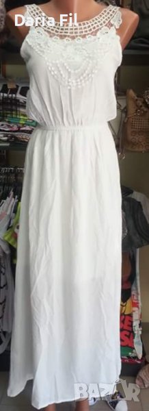 ИЗКЛЮЧИТЕЛНО КРАСИВА дълга бяла рокля с дантела , снимка 1