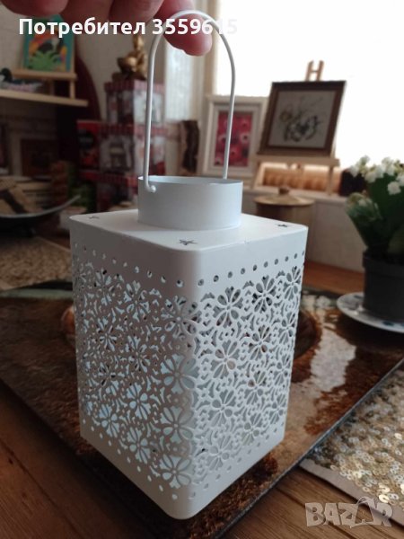 красив метален ретро винтидж фенер от Гърция, за свещ. С кука за окачване., снимка 1