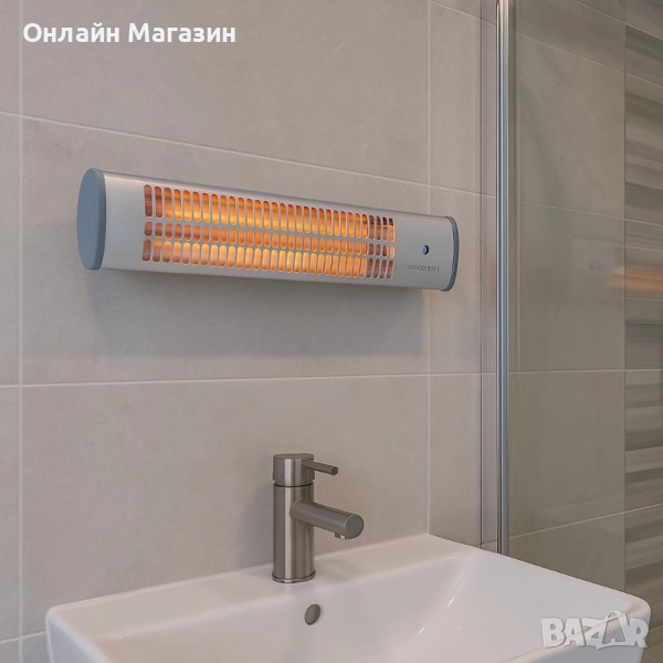 Кварцова отоплителна печка за баня Rosberg – 1200W, бял, снимка 1