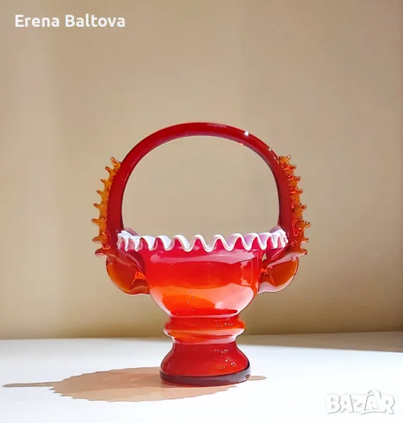 🧡💛🌟❤‍🔥 Ваза  кошница Арт стъкло, снимка 1