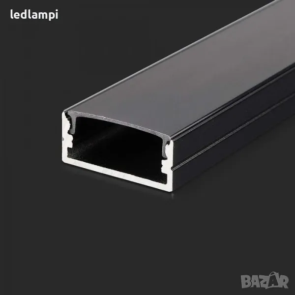 Алуминиев Профил Черен За LED Лента 2000х23,5x10mm Широк, снимка 1