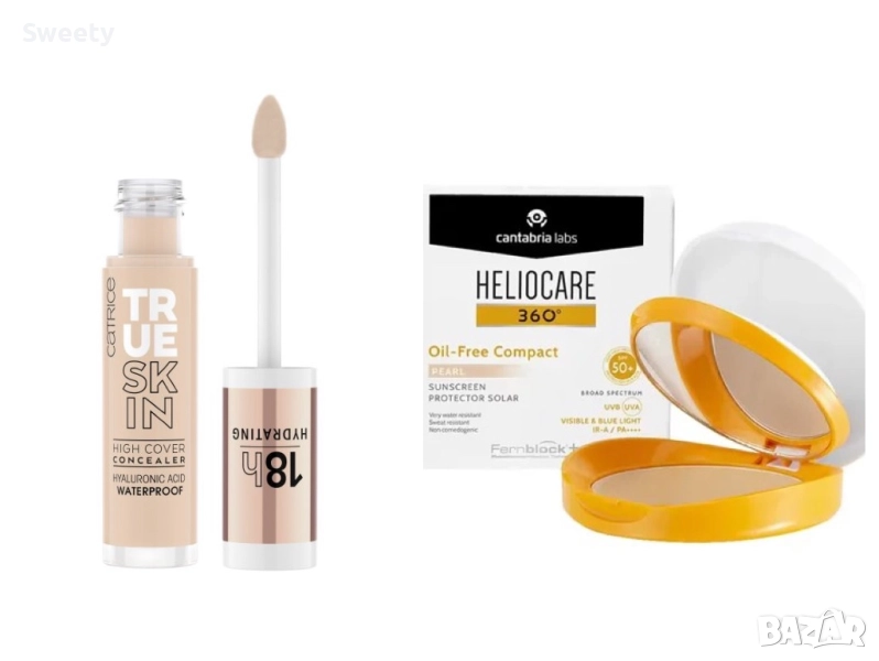 Слънцезащитен матиращ грим пудра Heliocare и коректор Catrice, снимка 1