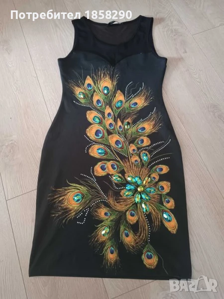  Елегантна Черна рокля с мънисти, снимка 1