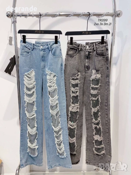 Дамски дънки с накъсан ефект С М Л ХЛ размер , снимка 1