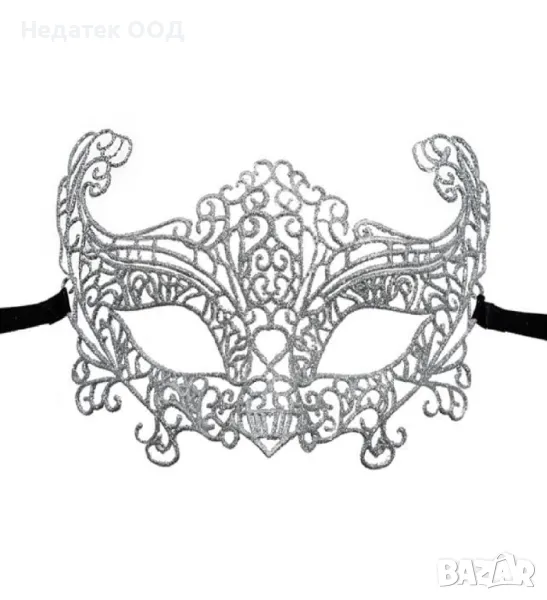Дамска, маска, Хелоуин, блясък, сребрист, снимка 1