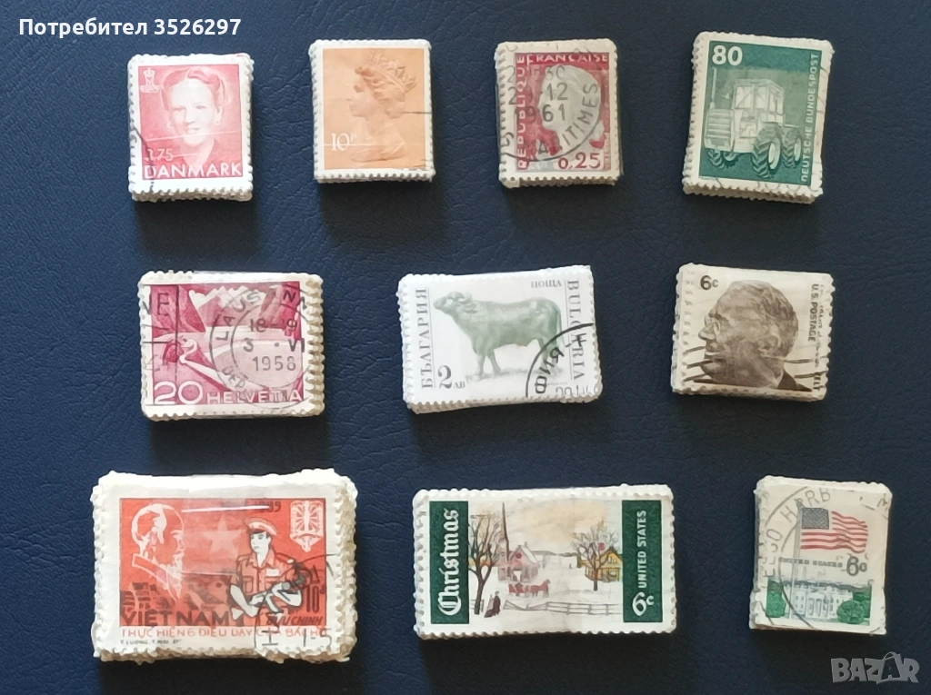 Лот от 500 пощенски марки за 6 евро и лот от 1000 марки за 10 евро., снимка 1