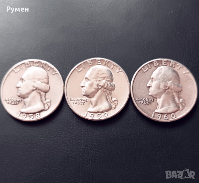 Quarter Dollar USA-1958-59-60 г.Сребро!, снимка 1