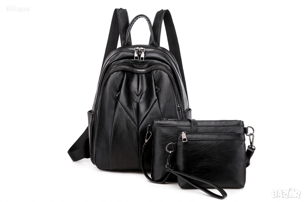 Комплект 3 части дамска раница, чантичка и портмоне , снимка 1