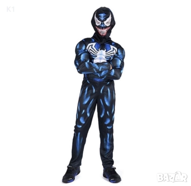 Костюм на Venum Венъм Черен Спайдърмен с маска и мускули, снимка 1