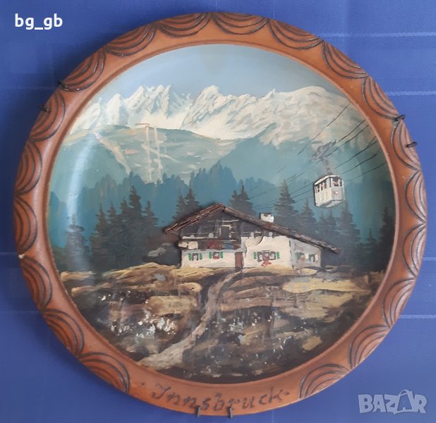 Много стара дървена сувенирна чиния INSBRUCK AUSTRIA, снимка 1