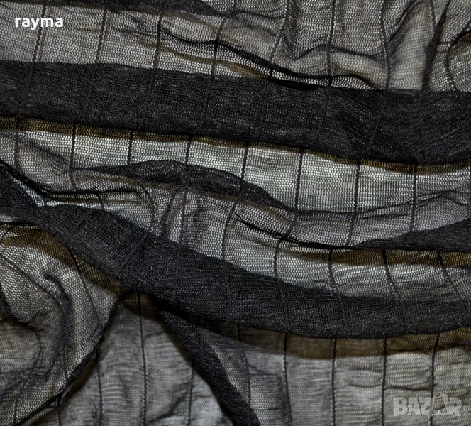 -70% Плат черна еластична мрежа райе, снимка 1