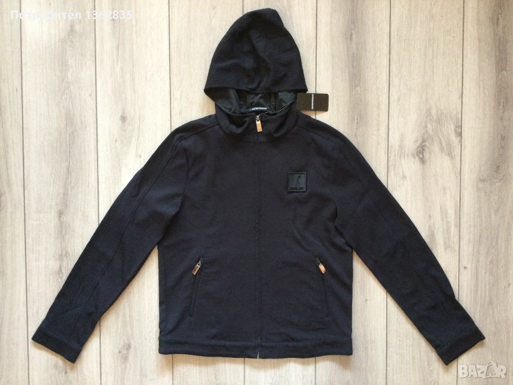 НОВ оригинален черен суичър яке EMPORIO ARMANI размер 54 / XL от Италия, снимка 1