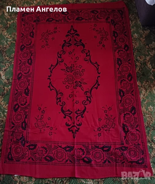 Ръчно тъкано и щамповано, вълнено одеало, снимка 1