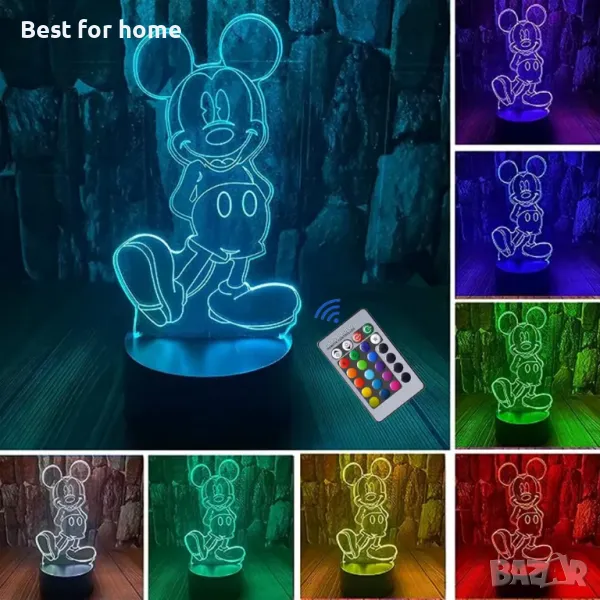 Mickey Mouse 3D LED лампа, снимка 1