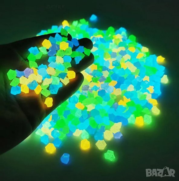 100 бр. Светещи камъчета , декорация за градина , растения , детска стая соларни камъни, снимка 1