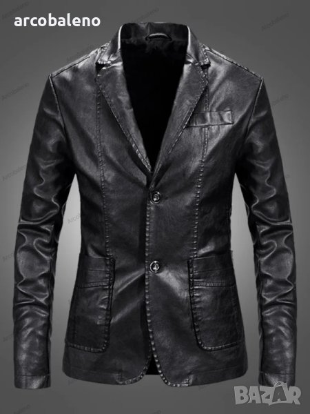 Мъжко топло ежедневно вталено кожено сако , снимка 1