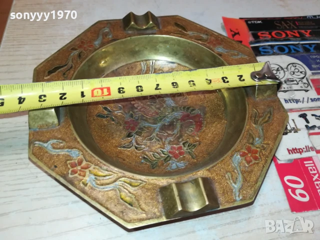 ПЕПЕЛНИК-МЕД/МЕСИНГ-MADE IN INDIA-ВНОС SWISS 1708251800, снимка 4 - Антикварни и старинни предмети - 51394535