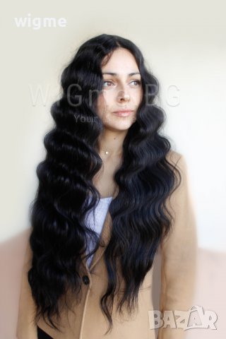 Дълга черна къдрава лейс фронт перука Роберта, снимка 3 - Аксесоари за коса - 39378755