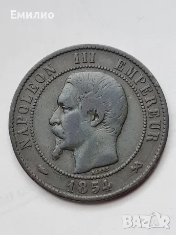 FRANCE 10 CENTIMES 1854 B- NAPOLEON 3, снимка 2 - Нумизматика и бонистика - 48603517