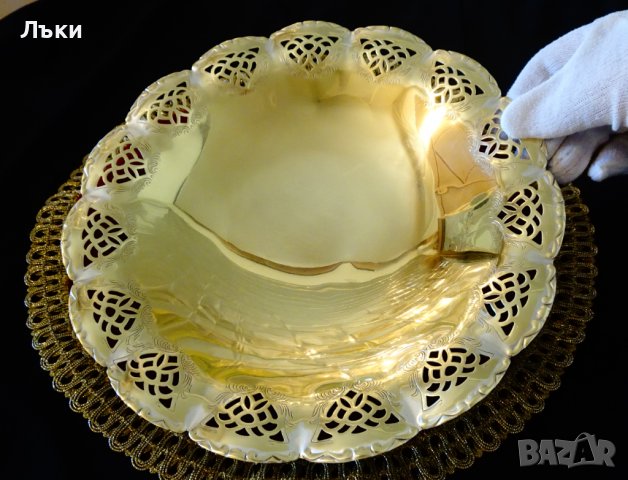 Бронзова фруктиера 26 см.,ажур,релеф,барок. , снимка 4 - Антикварни и старинни предмети - 39999015