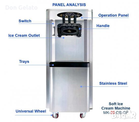 Професионална сладолед машина за крем сладолед MK 25 DB-GF, снимка 3 - Машини за сладолед - 39957955
