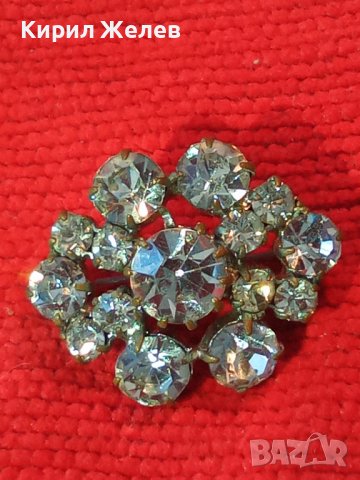 СТАРА БЕЛ ЕПОК СТИЛ ПОСРЕБРЕНА БРОНЗОВА РЕТРО БРОШКА с ИСКРЯЩИ БОХЕМСКИ КРИСТАЛИ 31849, снимка 2 - Антикварни и старинни предмети - 41395774