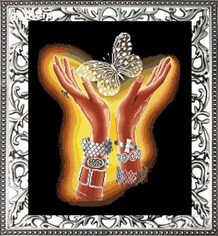 гоблен  "КРИСТАЛНА ПЕПЕРУДА" Д 46- размери 25*36 см,; 29 цвята;, снимка 2 - Гоблени - 34162610