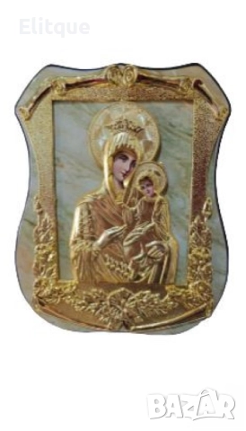 Изящна икона с красиви орнаменти, стилна рамка. Размер на иконата: 19х24см.; Размер на кутията: 26х2